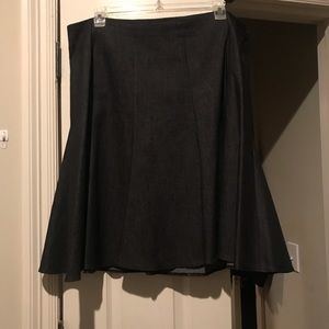 Black denim flare skirt